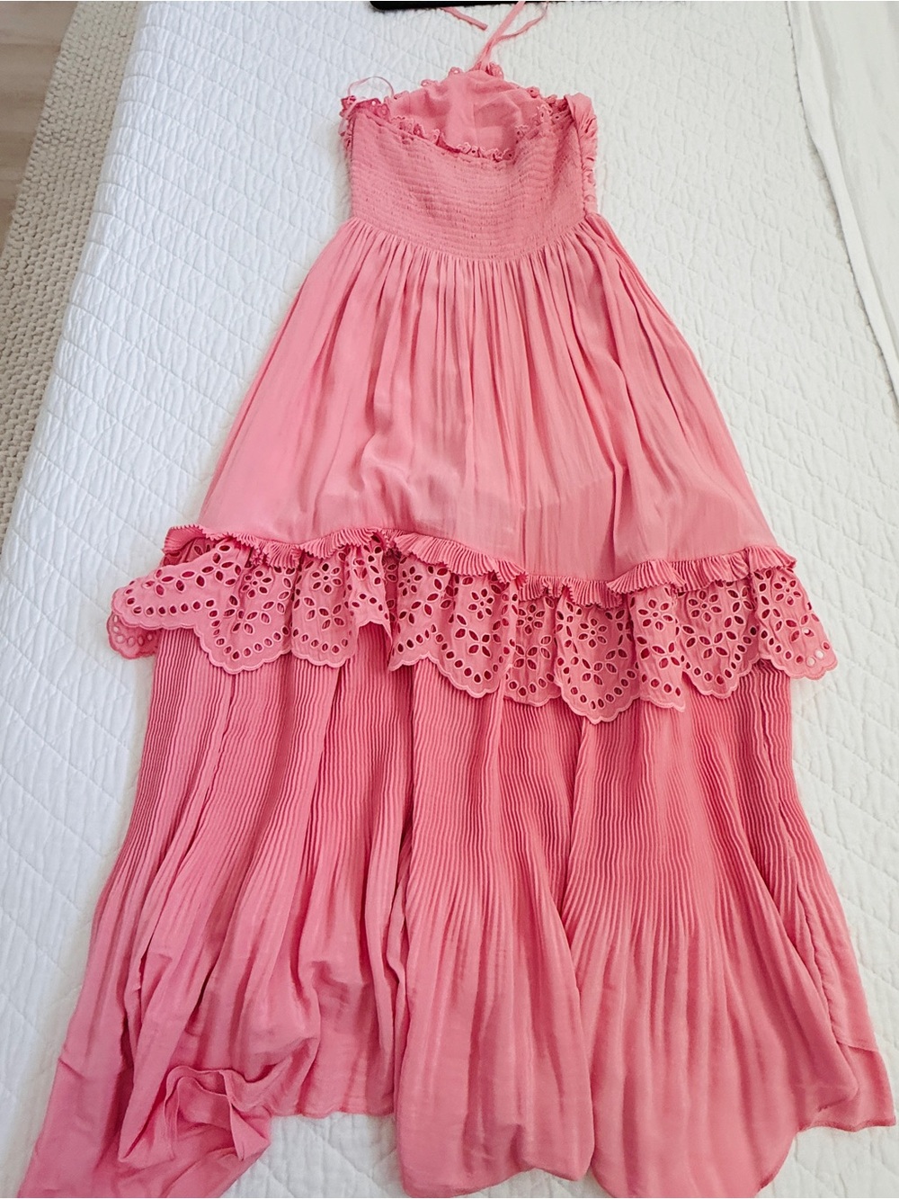 Ramy Brook Pink Tiered Eyelet Maxi Dress - Picture 2 of 3